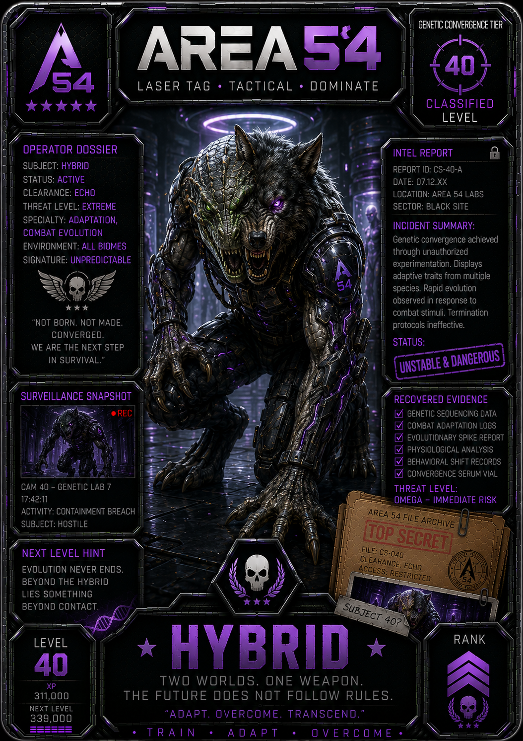 AREA 54 Level 40 Hybrid trading card concept